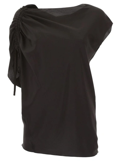 Lanvin Silk Blouse With Drawstring In Top (black)