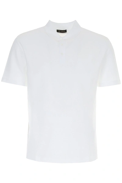 Versace Via Gesù 12 Polo Shirt In Bianco (white)