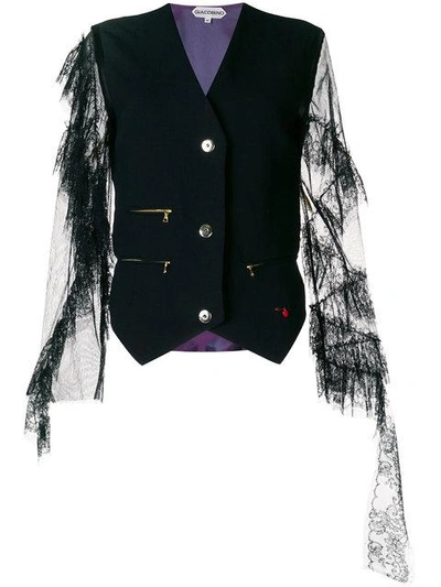 Giacobino Lace Sleeve Waistcoat In Black