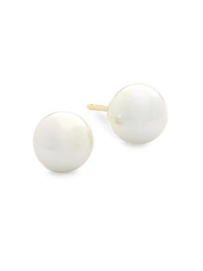 Majorica Faux Pearl And Sterling Silver Stud Earrings In White