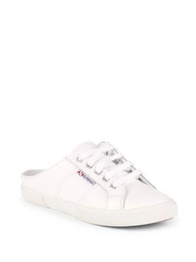 Superga Leather Backless Sneakers In White