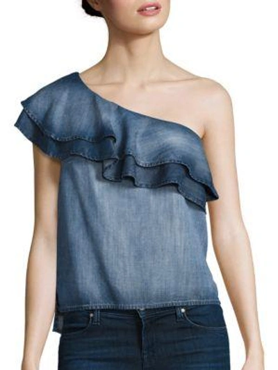 Bella Dahl One Shoulder Chambray Top In Cayman Wash
