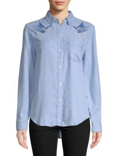Rails Embroidered Birds Button-front Shirt In Hummingbird