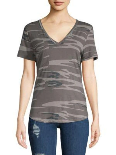 Sweet Romeo Camouflage V-neck Tee In Grey