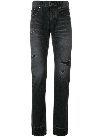 Saint Laurent Faded Slim Jeans In Black