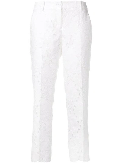 Michael Michael Kors Floral-pattern Cropped Trousers In White