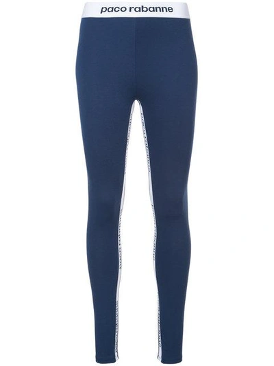 Rabanne Paco  Logo Compression Tights - Blue In Blue