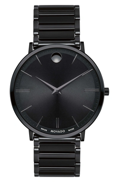 Movado Men's 40mm Ultra Slim Watch With Bracelet, Black