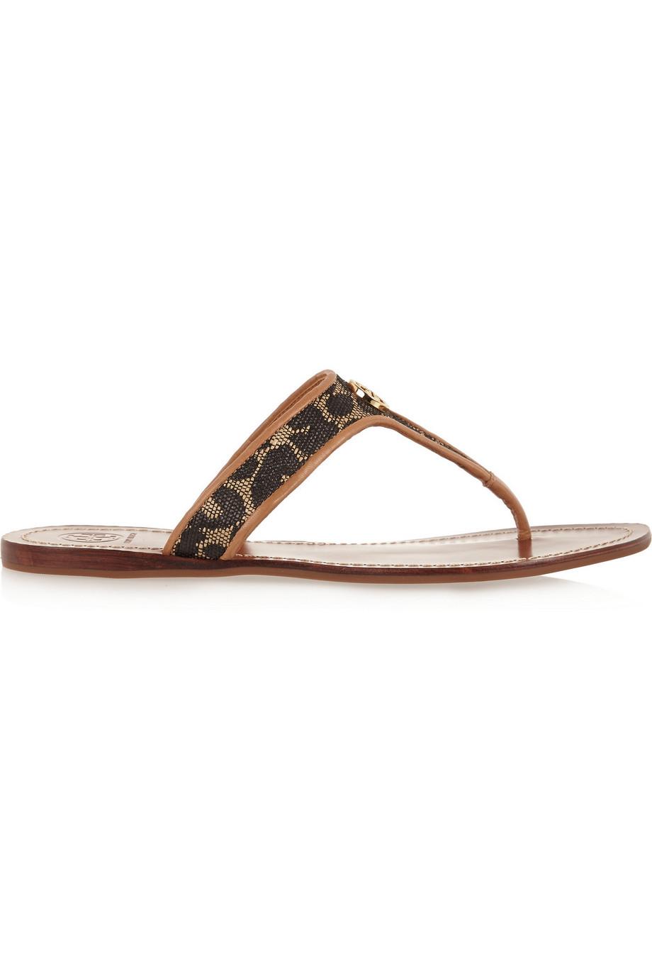 Tory Burch Cameron Leather-trimmed Woven Sandals | ModeSens