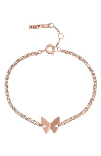 Olivia Burton Social Butterfly Chain Bracelet In Rose Gold