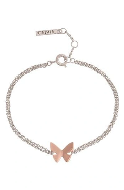 Olivia Burton Social Butterfly Chain Bracelet In Two Tone- Silver / Rose Gold
