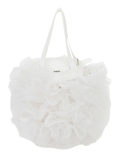Comme Des Garçons Ruffle Tote In White