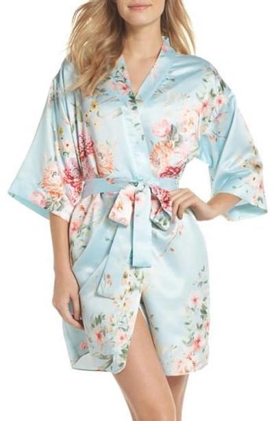 Flora Nikrooz Renata Short Satin Robe In Bridal Blue