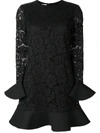 Valentino Heavy Lace And Crepe Couture Dress In Black