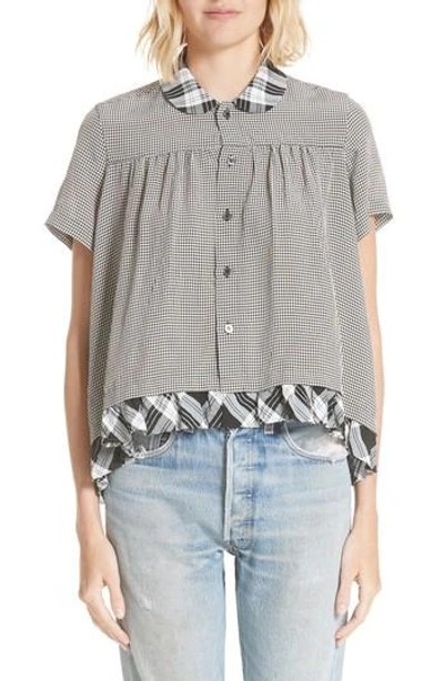 Tricot Comme Des Garcons Ruffle Hem Gingham Top In Small X Large