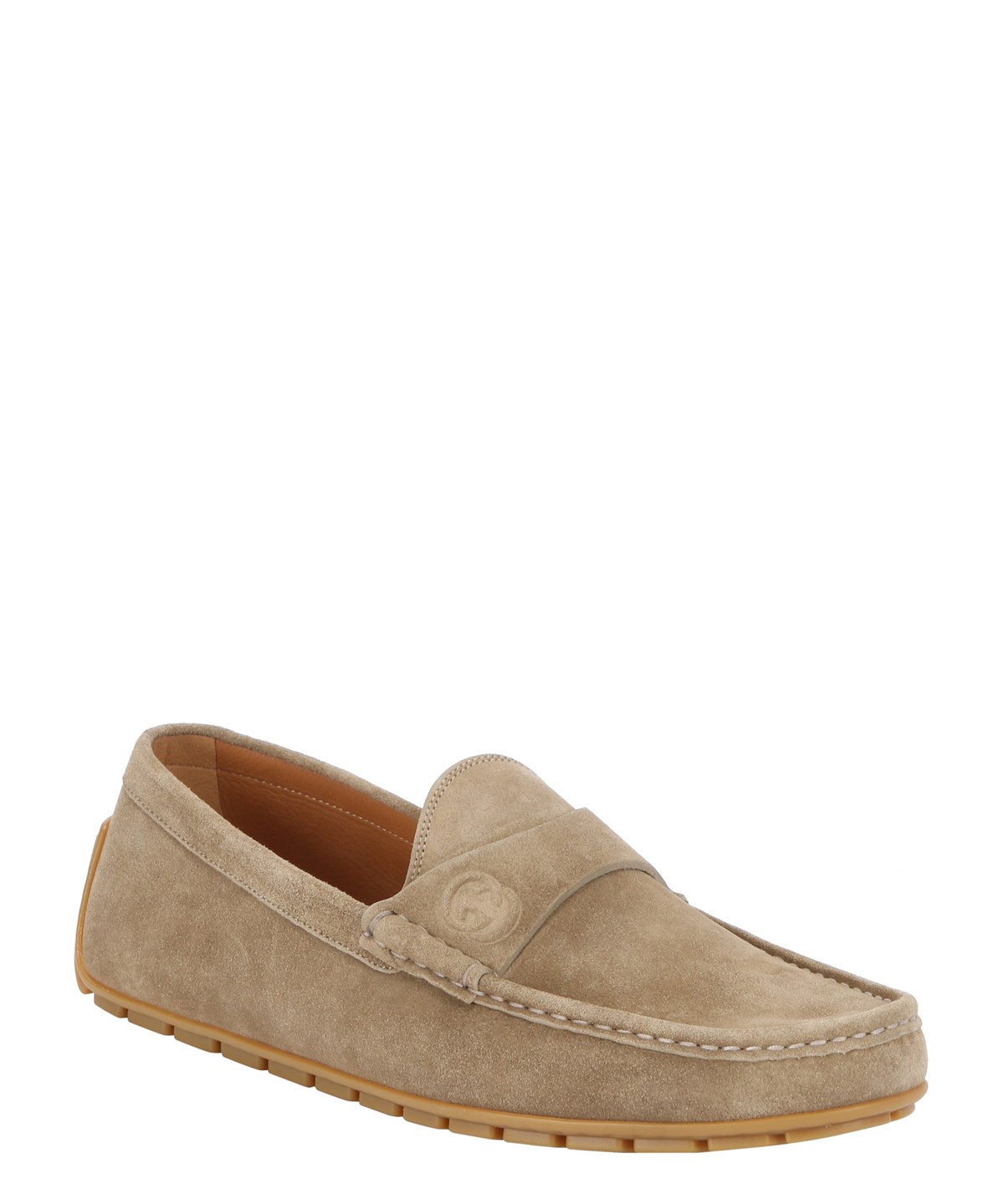 Gucci Beige Suede Driving Loafers' | ModeSens