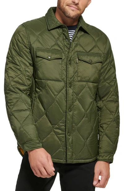 Calvin Klein Water Resistant Quilted Shirt Jacket In Olive