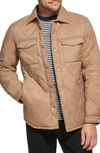 Calvin Klein Water Resistant Quilted Shirt Jacket In Tan