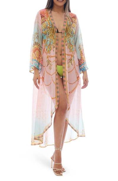 Ranee's Print Cover-up Duster In Pink