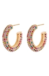 Tasha Pavé Crystal Hoop Earrings In Gold/ Multi