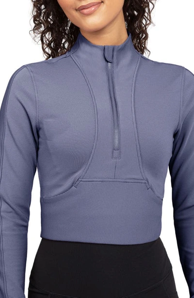 90 Degree By Reflex Interlink Ribbed Half Zip Jacket In Grisaille