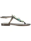 Emanuela Caruso Crystal Embellished Sandals - Green