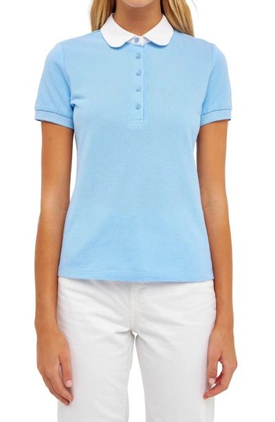 English Factory Women's Sportswear Knit Polo Shirt In Powder Blue
