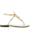 Emanuela Caruso Crystal Embellished Sandals - Metallic
