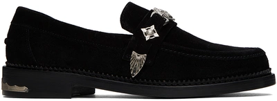 Toga Virilis Ssense Exclusive Black Hardware Loafers In Black Suede