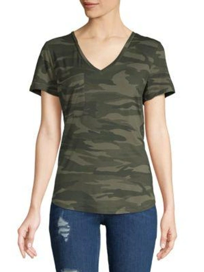 Sweet Romeo Camouflage V-neck Tee In Green