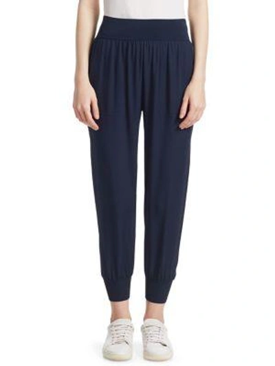 Theory Silk Jogger Pants In Navy