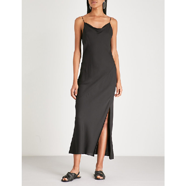 theory draped silk maxi dress