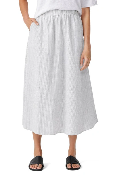 Eileen Fisher Quilted A-Line Silk Midi Skirt