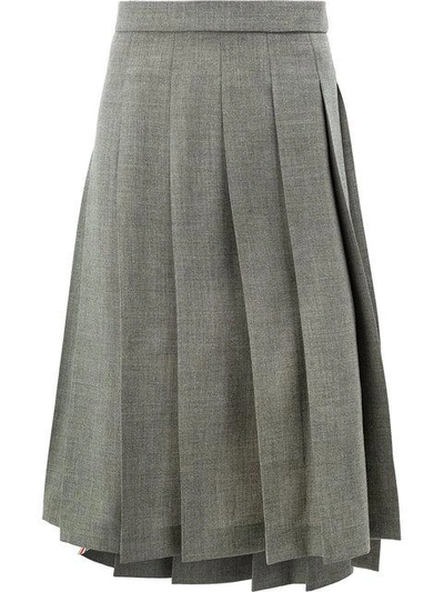 Thom Browne Low Rise Calf Length Pleated Skirt In 2 Ply Fresco