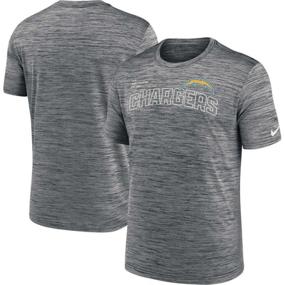 Nike Anthracite Los Angeles Chargers Velocity Arch Performance T-shirt In Black