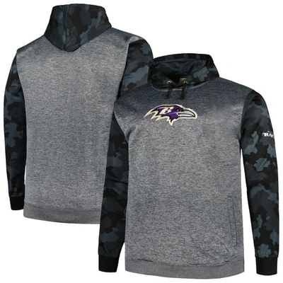 Fanatics Branded Heather Charcoal Baltimore Ravens Big & Tall Camo Pullover Hoodie