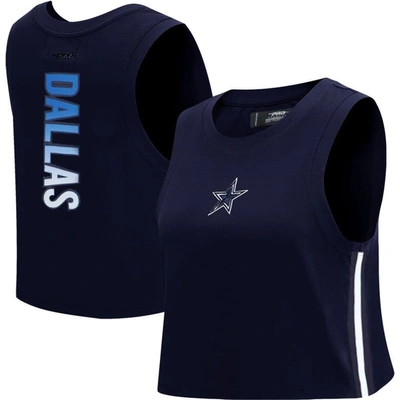 Pro Standard Navy Dallas Cowboys Ombre Wordmark Classic Cropped Tank Top