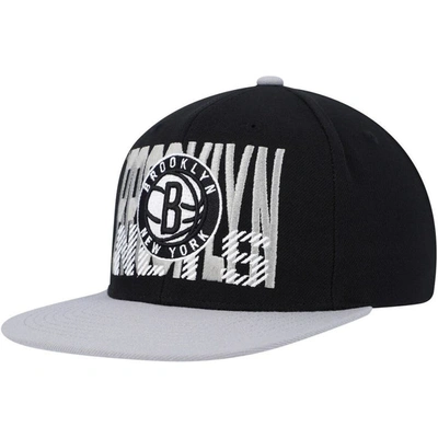 Mitchell & Ness Men's  Black Brooklyn Nets Soul Cross Check Snapback Hat