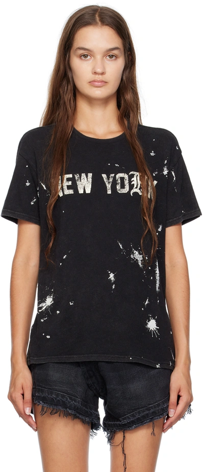 R13 Paint Splatter New York Boyfriend Stretch Recycled Cotton Graphic T-shirt In Black