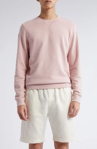 Sunspel Cotton French Terry Sweatshirt In Shell Pink