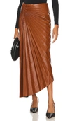 A.l.c Tracy Pleated High-low Midi Skirt In Brown