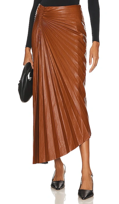 A.l.c Tracy Pleated High-low Midi Skirt In Brown