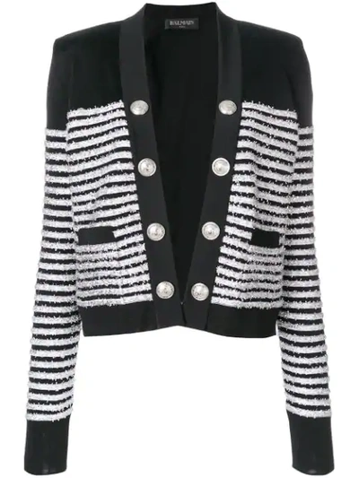 Balmain Embellished Stripe Jacket In Black