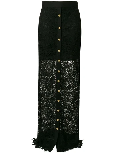 Fausto Puglisi Long Lace Skirt In Black