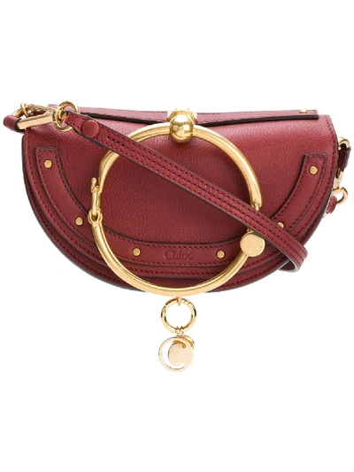 Chloé Chloe Small Nile Leather Minaudiere In Earthy Red