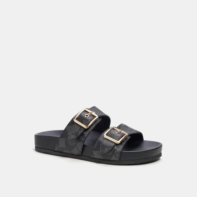 Coach Outlet Allanah Sandal In Signature Canvas In Black