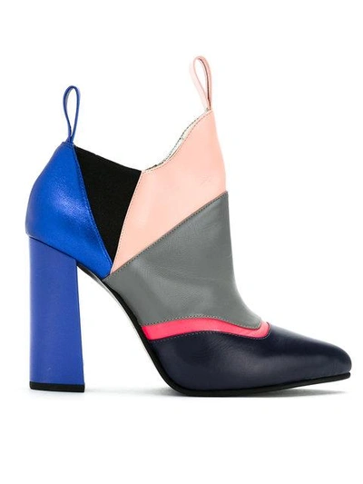 Studio Chofakian Color Blocked Ankle Boots In Multicolour