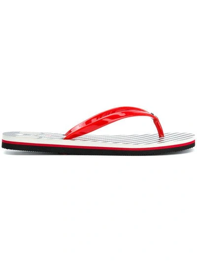 Alice And Olivia Stripe And Face Print Flip Flops