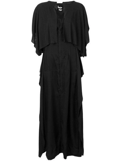 Yohji Yamamoto Layered Cut Out Maxi Dress In Black