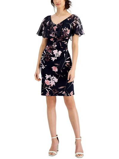 Connected Apparel Petites   Womens Floral Mini Cocktail And Party Dress In Multi